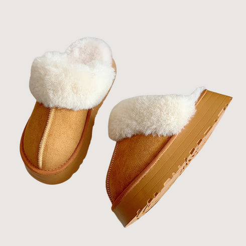 Women's Warm Plush Slip-on Platform Slippers